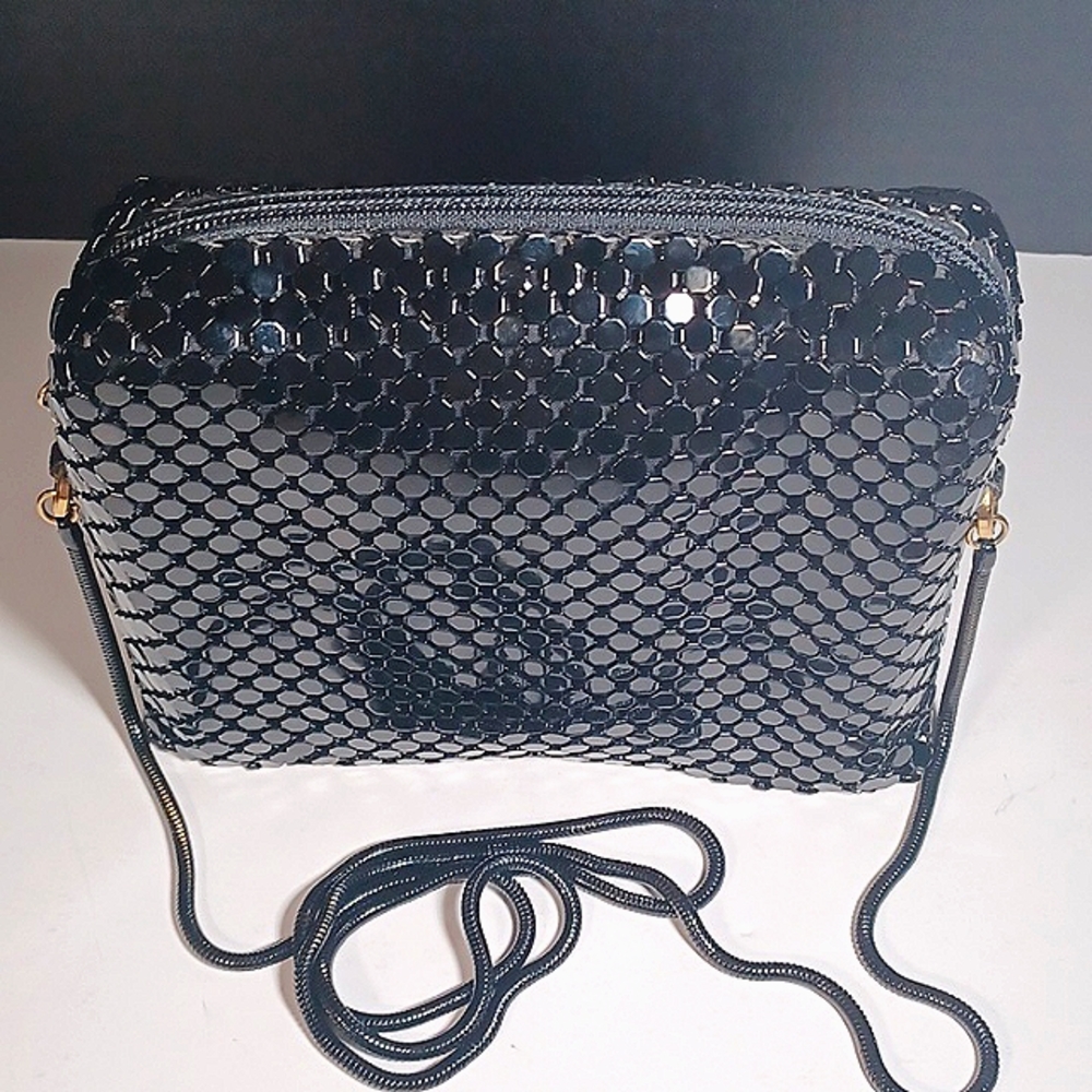 Vintage Black Spangle Mesh Clutch